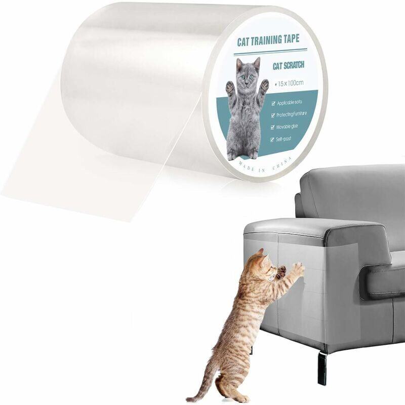foto del prodotto protezione per divano a forma di gatto, antigraffio, trasparente, autoadesiva, invisibile, protezione per mobili e tavoli s 15x100cm 
