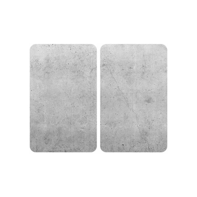 foto del prodotto protezione per piano cottura universal beton, copertura per piano cottura in vetro effetto cemento, set di 2, vetro temperato, 30x52 cm, multicolore