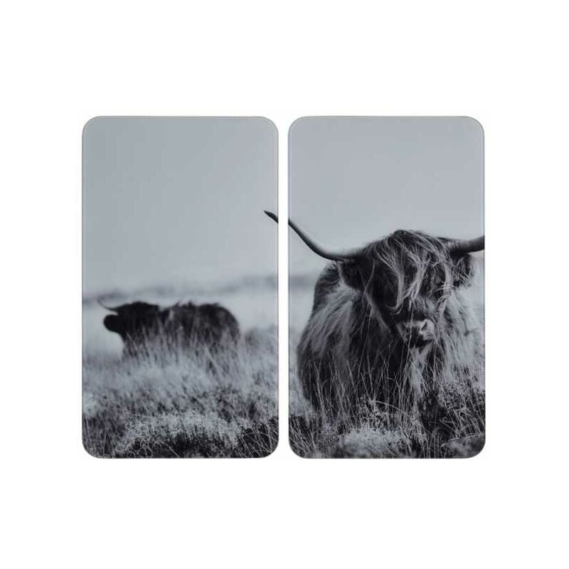 foto del prodotto protezione per piano cottura yak , copertura per piano cottura in vetro, set di 2, vetro temperato, 30x52 cm, grigio wenko