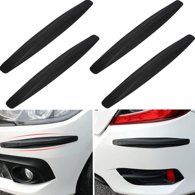 foto del prodotto protezioni paraurti flessibili 4 pezzi, strisce adesive universali per auto nere 