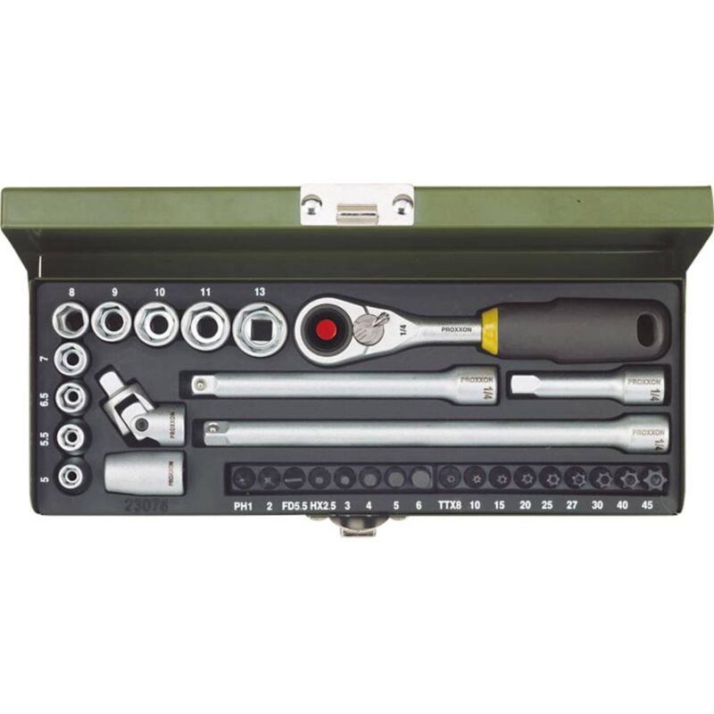 foto del prodotto proxxon industrial inserto a bussola metrico 1 4 6.3 mm 32 parti 23078