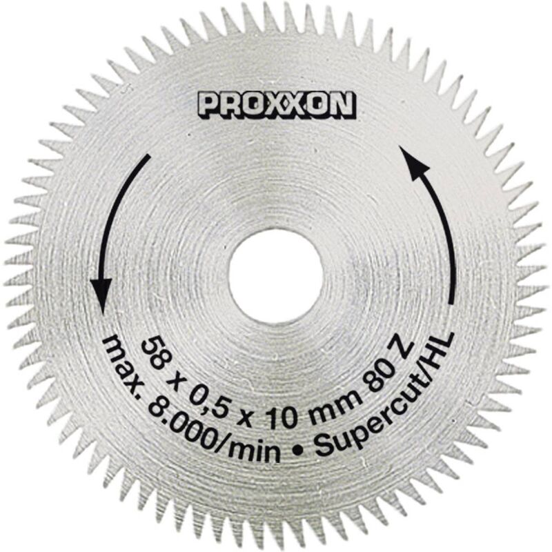 foto del prodotto proxxon micromot 28 014 lama circolare 58 x 10 x 0.5 mm numero di denti 80 1 pz.