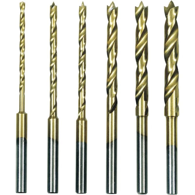 foto del prodotto proxxon micromot 28 876 hss kit punte a spirale da metallo 6 parti 1.5 mm, 2 mm, 2.5 mm, 3 mm, 3.5 mm, 4 mm tin alberin