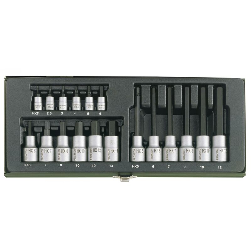 foto del prodotto proxxon serie chiavi brugola esagonali lunghe e corte 1 2 1 4 18 pz 23100
