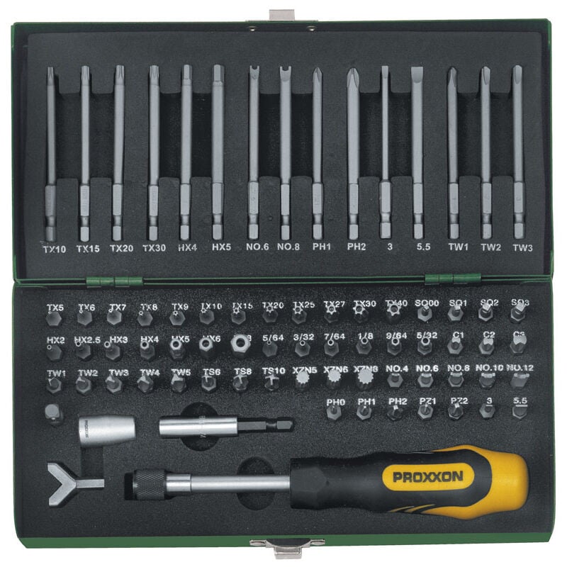 foto del prodotto proxxon set di 75 inserti speciali da 1 4 6,3 mm 23107
