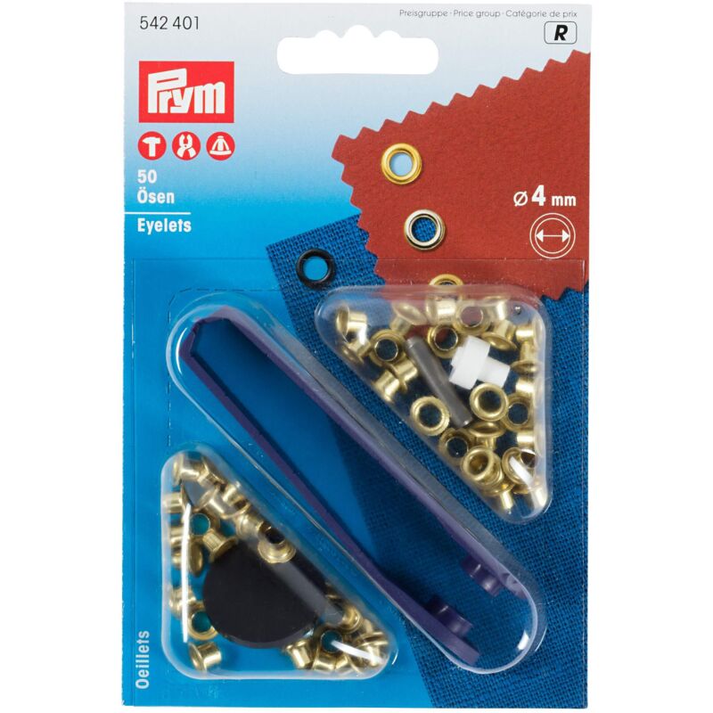 foto del prodotto prym - 50 pezzi - occhielli da ribadirein metallo con foratura dorata 4mm