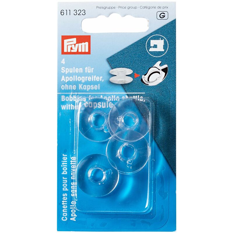 foto del prodotto prym bobbins, transparent, 20 mm altezza 10,5 mm, 4 pezzi