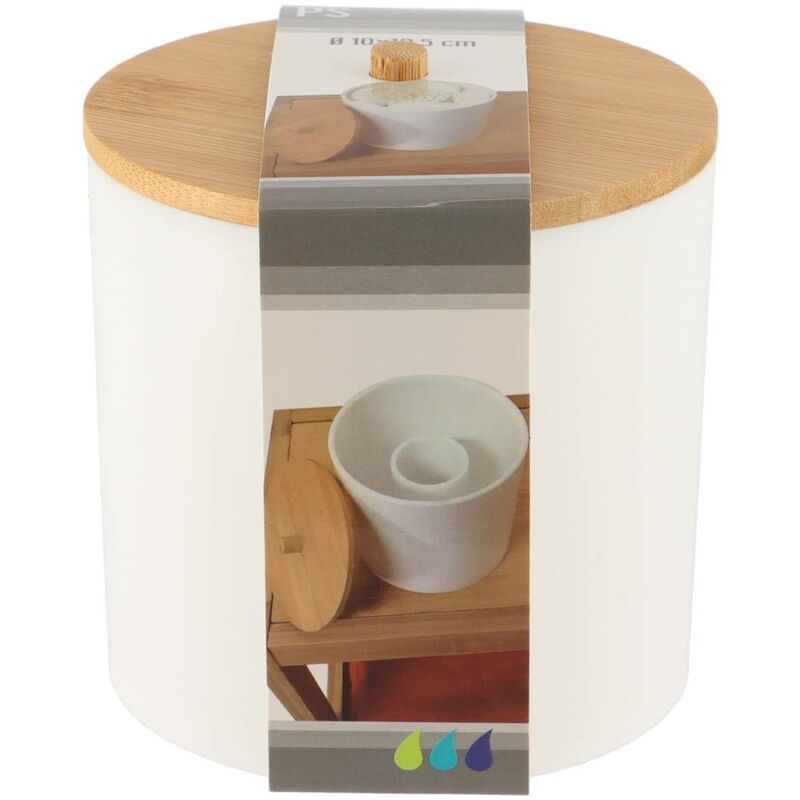immagine 0 del prodotto ps scatola di cotone e cotton fioc bianchi con coperchio in bamb bamb bianco tendance