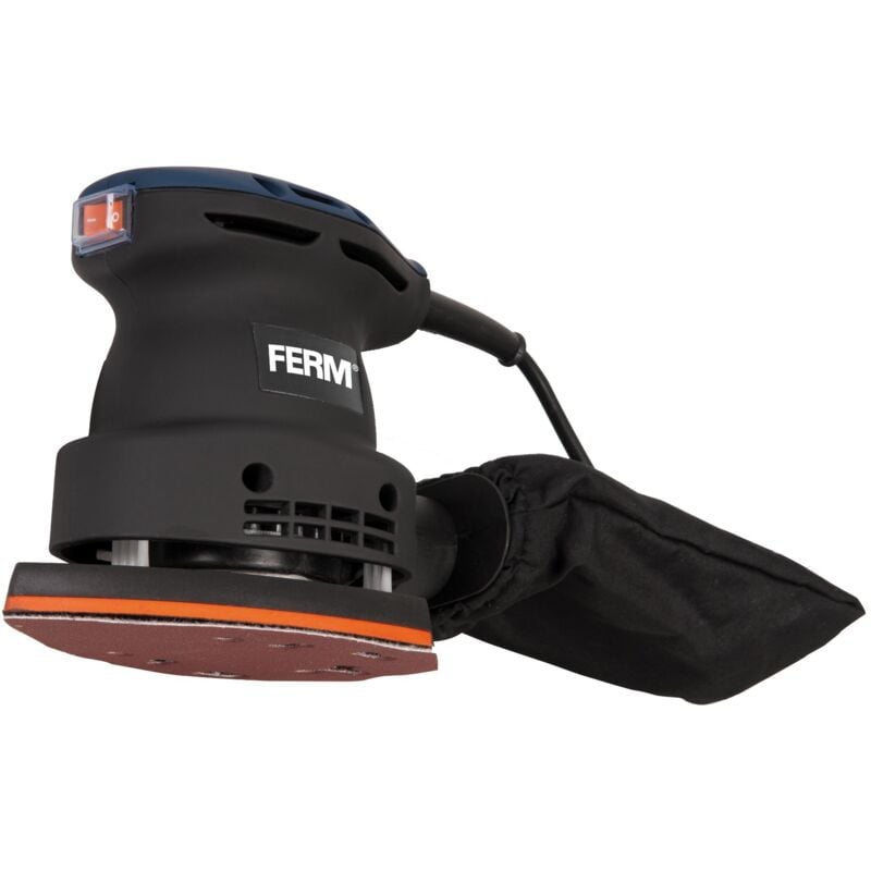 foto del prodotto psm1013 levigatrice palmare, 220w. include sacchetto raccolta polvere, custodia e 10 carte abrasive g80 g120 ferm