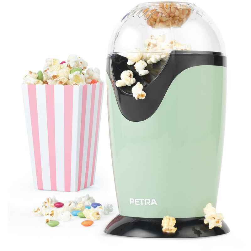 foto del prodotto pt0493grvdeeu7 macchina per popcorn elettrica ad aria, macchina retr per popcorn dolci e salati, 1200 w, senza olio, dolci sani, misurino incluso,