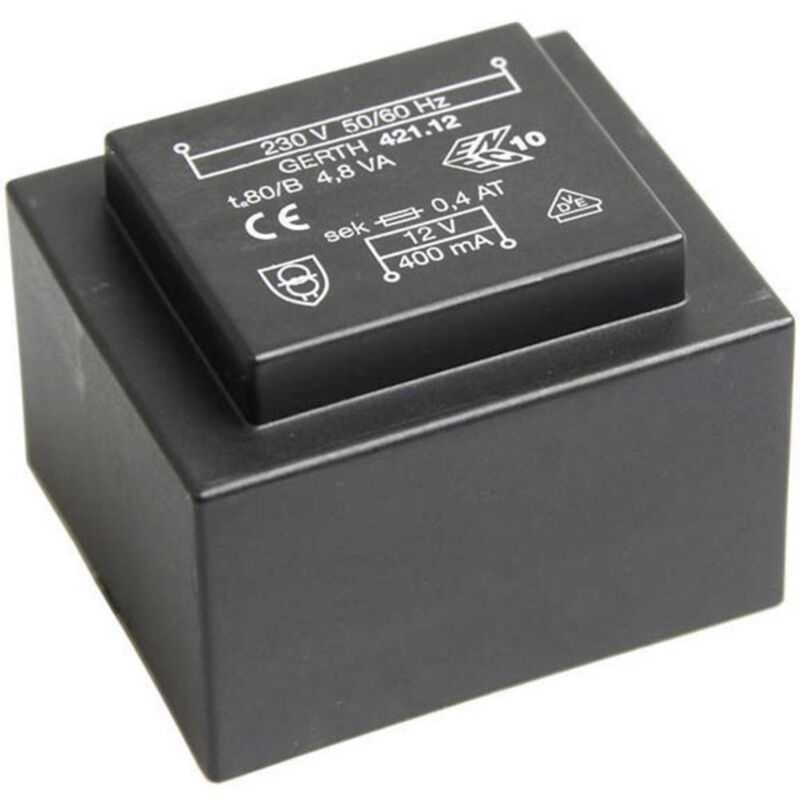 foto del prodotto pt421501 trasformatore per pcb 1 x 230 v 1 x 15 v ac 4.80 va 320 ma gerth