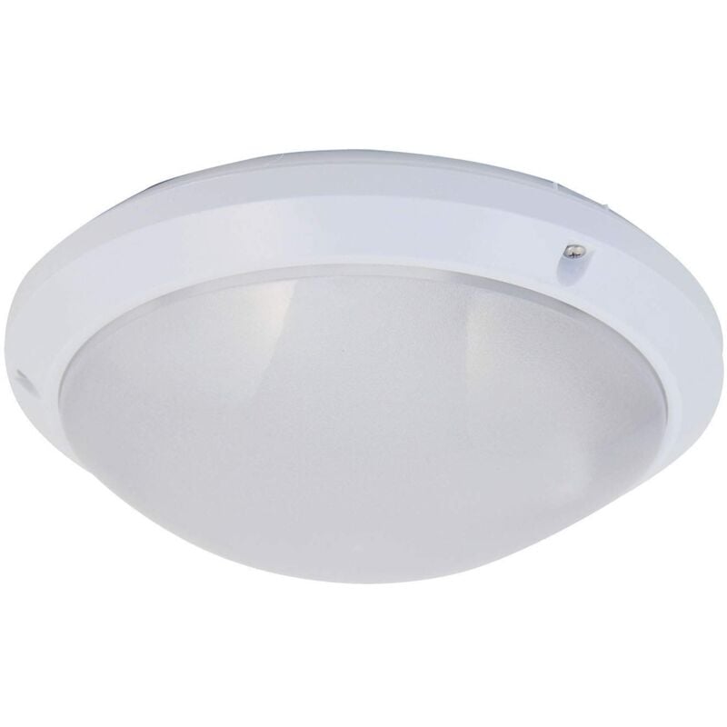 foto del prodotto ptledik e27 applique a parete plafoniera tonda 27cm. in pc infrangibile ik10. attacco e27, compatibile led, max 60w. ip54 installabile all interno o