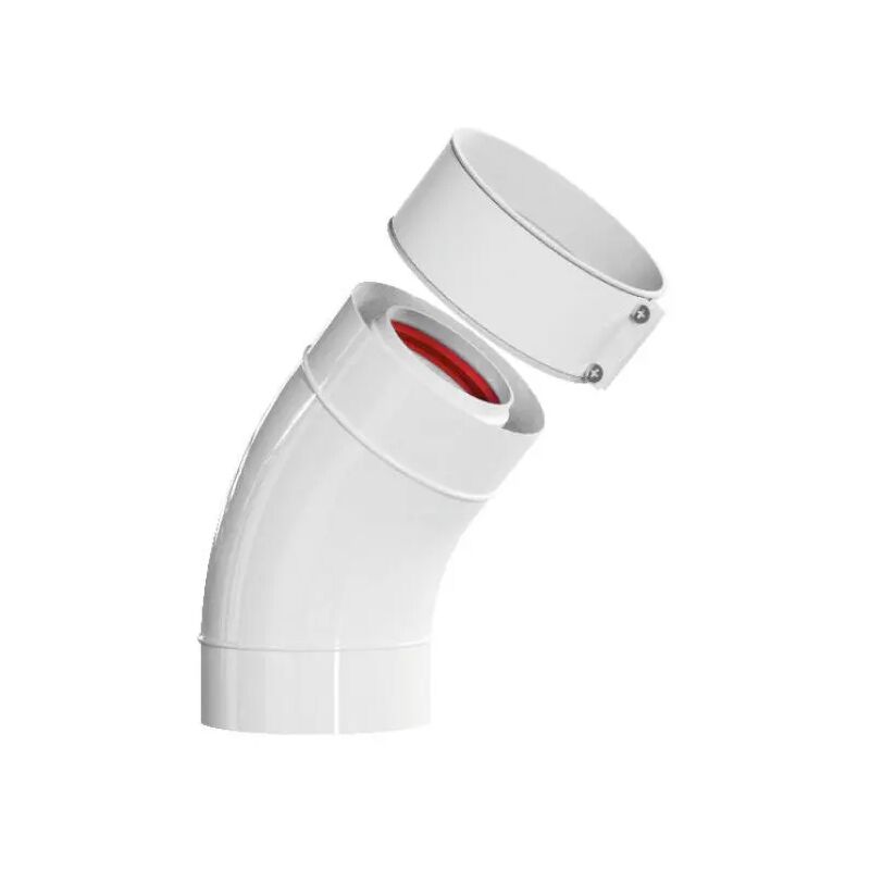 foto del prodotto pucci curva coassiale 45 con manicotto e fascetta per caldaie convezionali 60 100