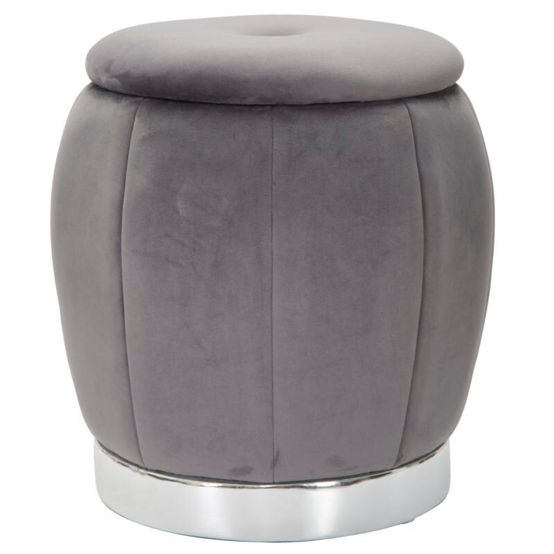 foto del prodotto puff contenitore paris 43x43 cm in legno spugna e poliestere grigio e argento