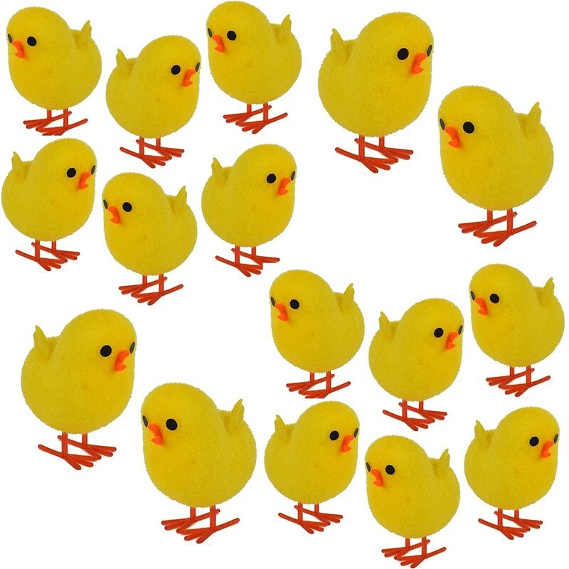 foto del prodotto pulcini pasquali decorazioni addobbi per albero di pasqua set 16 da casa negozio vetrine in tessuto giallo