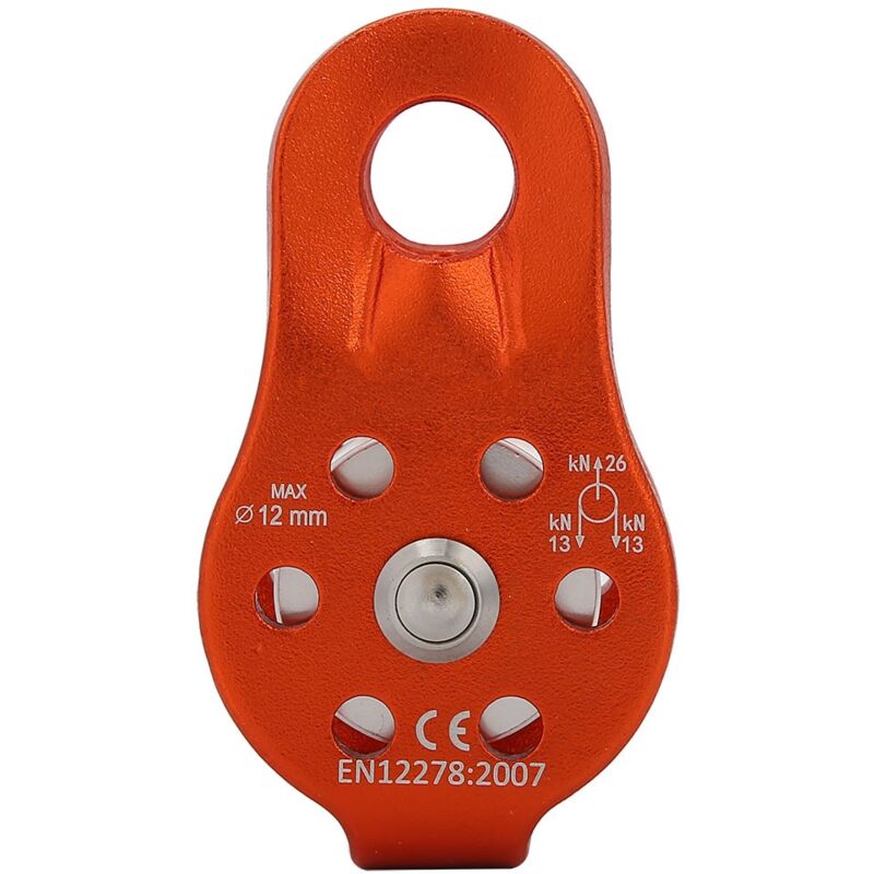 foto del prodotto puleggia a fune singola girevole per carichi pesanti in lega di alluminio 26kn per corda da 12 mm arancione dewin