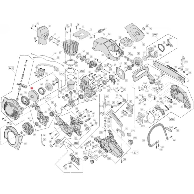 foto del prodotto puleggia avviamento originale bluebird per motosega cs 390 cs590-104