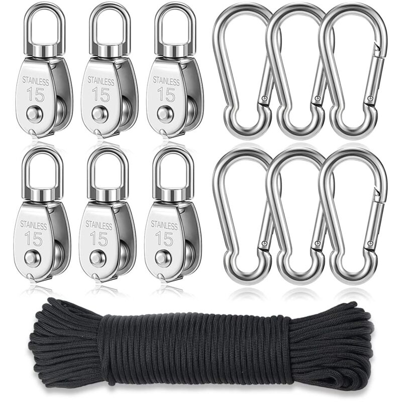 foto del prodotto puleggia in acciaio inossidabile 304, puleggia di sollevamento con fune, paranco girevole, puleggia in acciaio inossidabile, fune di sollevamento del