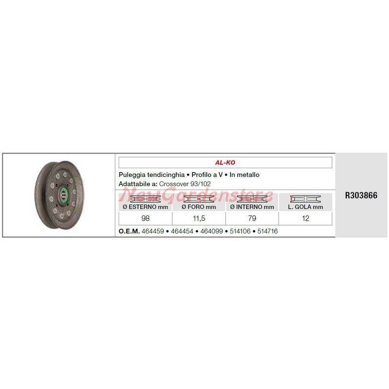 foto del prodotto puleggia tendicinghia al ko per trattorino rasaerba crossover 93 102 r303866