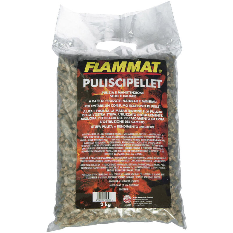 foto del prodotto puliscipellet per stufe e caldaie flammat sacco monodose da 2 kg