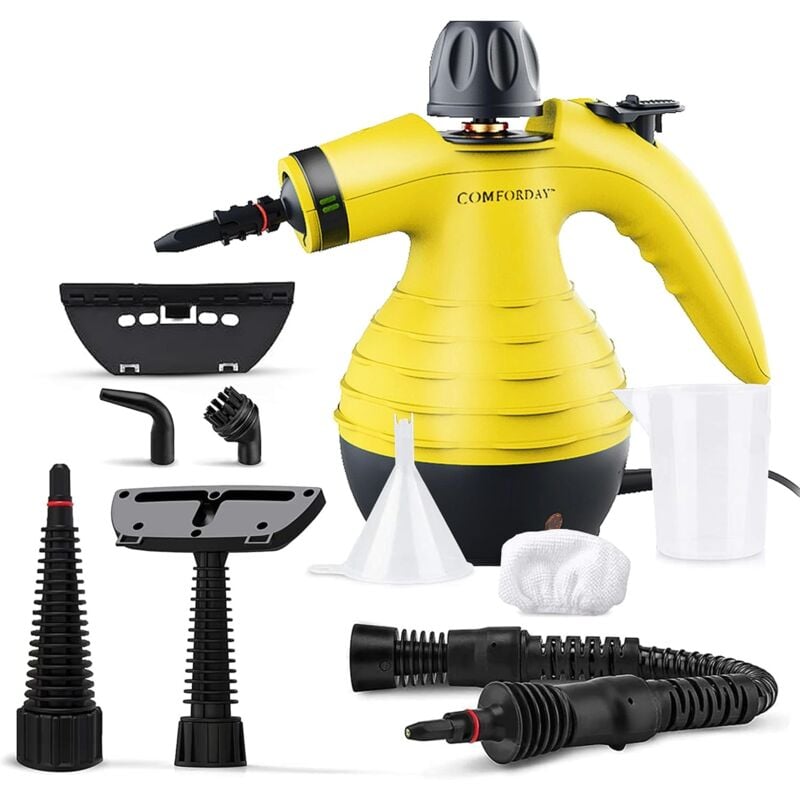 foto del prodotto pulitore a vapore portatile 9 accessori per pavimenti, mobili, auto, bagno, finestre, cucina