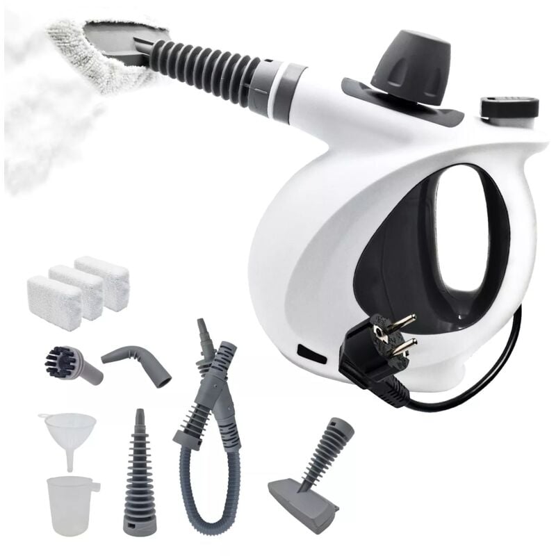 foto del prodotto pulitore a vapore portatile, sanificatore multifunzione 1000w, 3 bar di pressione, ideale per pavimenti, tappeti, vetri, tessuti e piastrelle,
