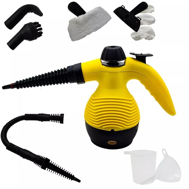 foto del prodotto pulitore a vapore portatile, sanificatore multifunzione 1000w, 3 bar di pressione, ideale per pavimenti, tappeti, vetri, tessuti e piastrelle,