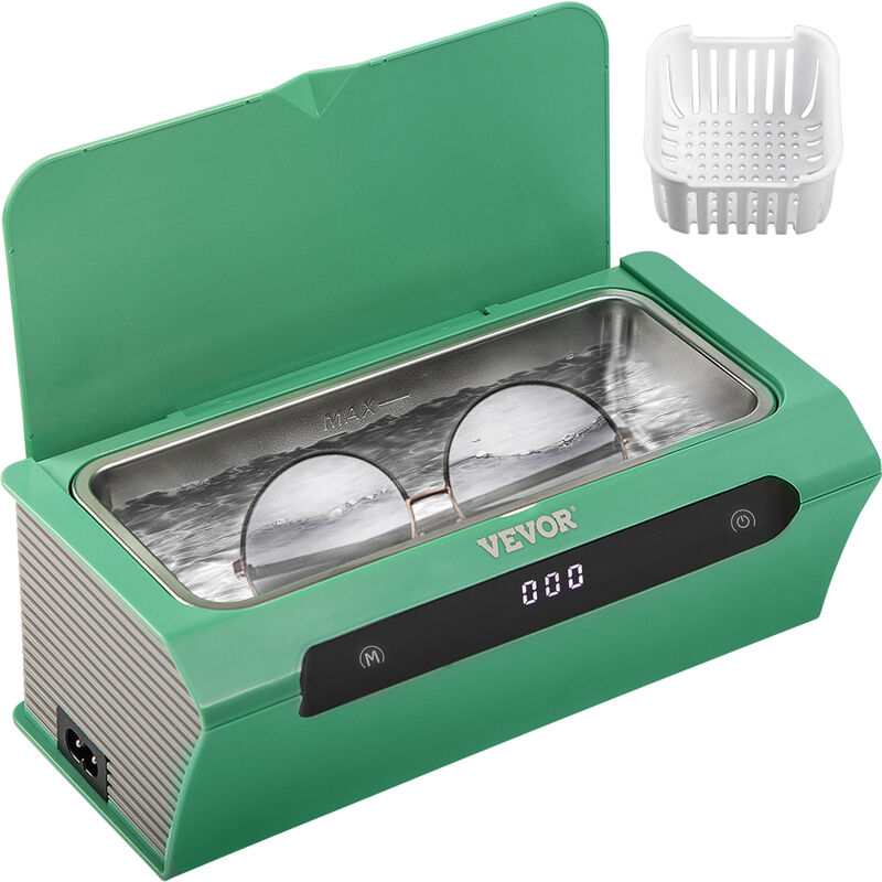 foto del prodotto pulitore ad ultrasuoni capacita del serbatoio 500 ml, lavatrice ad ultrasuoni professionale verde potenza ultrasonica 35 w 220 mm x 110 mm x 82 mm
