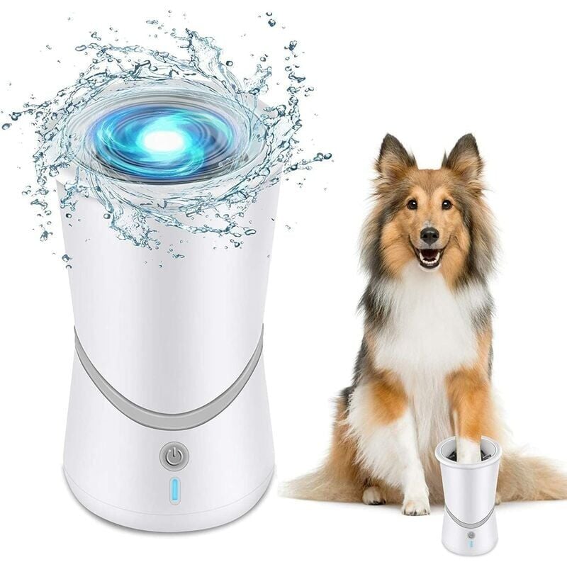 foto del prodotto pulitore elettrico portatile per zampe di cane, lava zampe elettrico, lava zampe fangoso rotante automatico per cani
