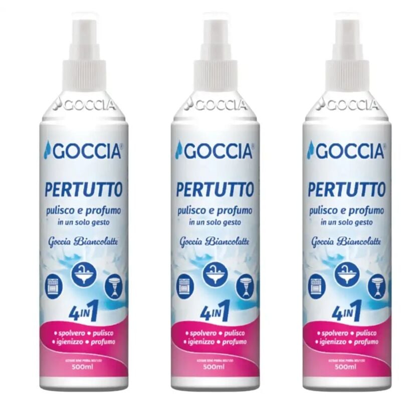 foto del prodotto pulitore multiuso 4 in 1 goccia biancolatte pertutto 3 pezzi da 500ml ciascuno