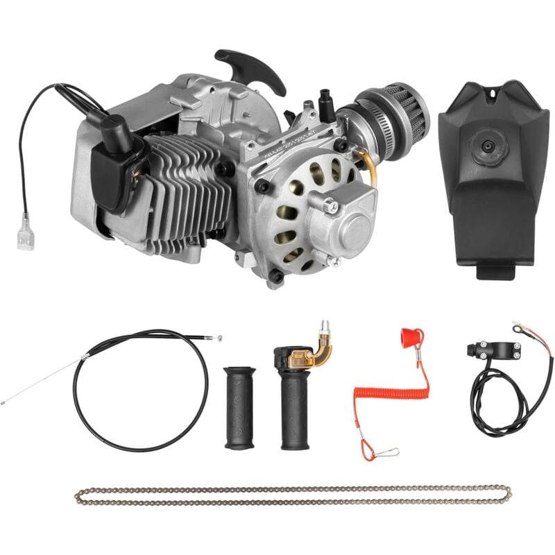foto del prodotto pullstart engine motor kit 49cc 2 tempi motore con catena 25h 136l serbatoio carburante per mini dirt bike, pocket atv, scooter