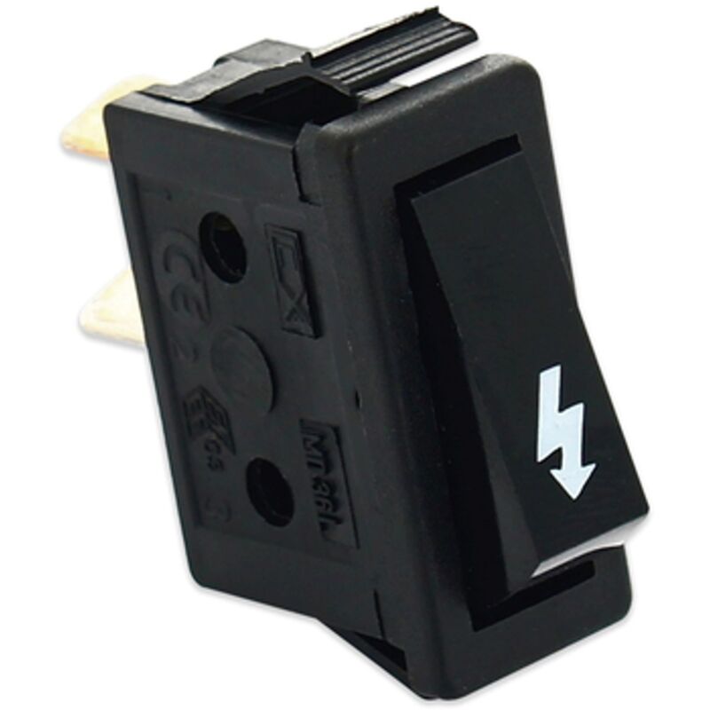 foto del prodotto pulsante 2 contatti simbolo saetta piezo 16amp unipolare universale accensione