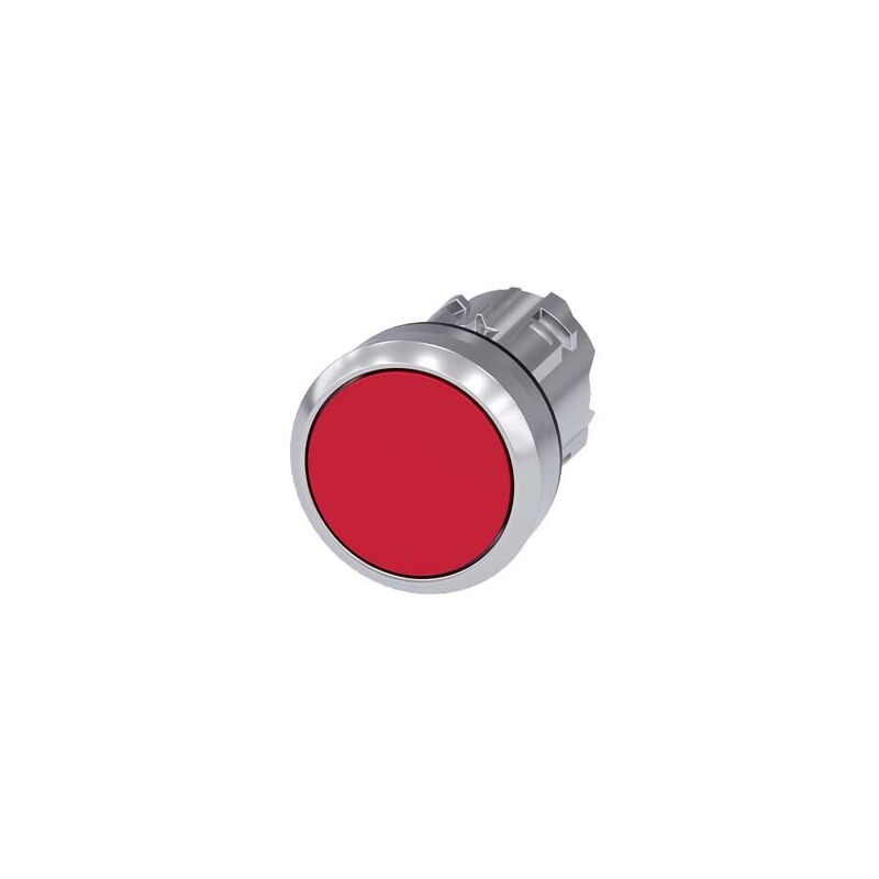 foto del prodotto pulsante, 22 mm, tondo, in metallo, lucido, rosso, pulsante, tipo contatto momentaneo piatto