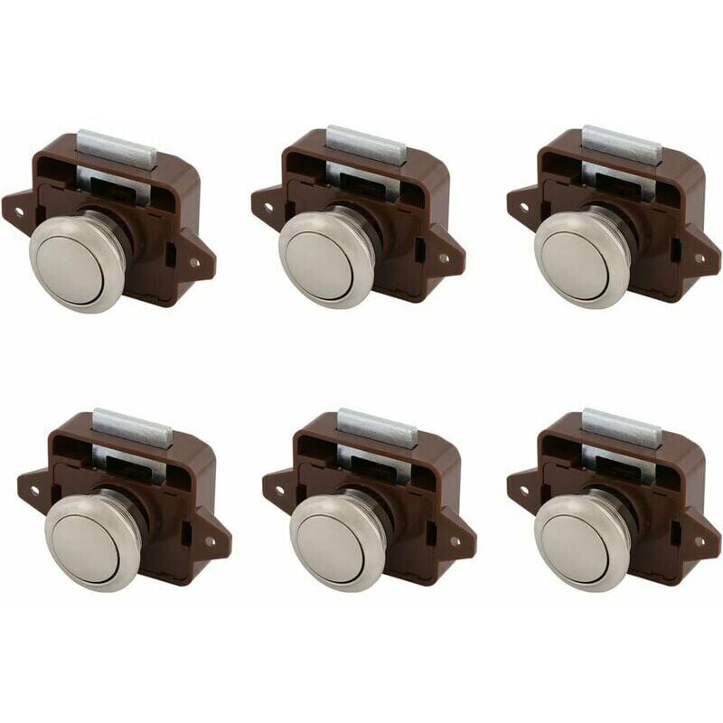 foto del prodotto pulsante cromato per serratura per mobili, pulsante di chiusura senza chiave, set da 6, ideale per camper, auto, campeggio, roulotte, barca