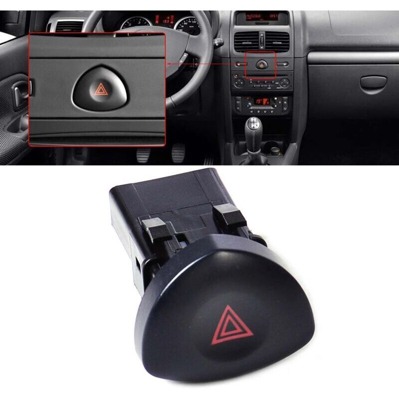 foto del prodotto pulsante di avvertimento clio 2 pulsante di avvertimento luci di emergenza per clio mk 2 nero 8200442723 ymyny