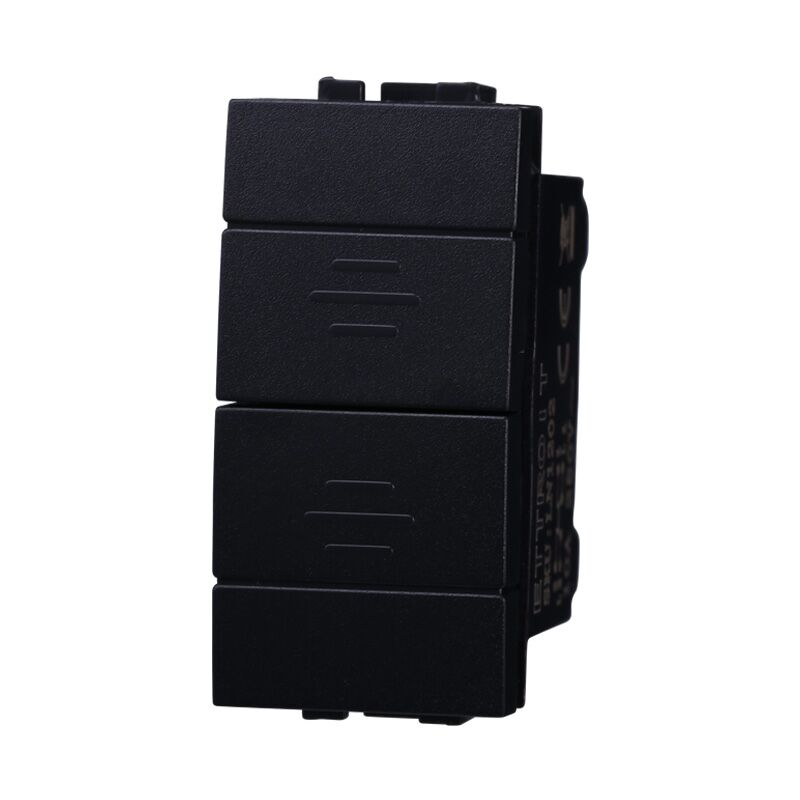 foto del prodotto pulsante doppio 1p 1p no saliscendi tapparella compatibile bticino livinglight international colore nero ln1202 ettroit