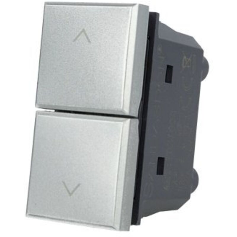 foto del prodotto pulsante doppio saliscendi 1p 1p silver compatibile bticino axolute