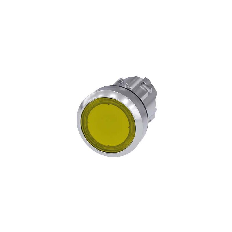 foto del prodotto pulsante luminoso, 22 mm, tondo, in metallo, lucido, giallo, a pulsante, piatto, a contatto momentaneo