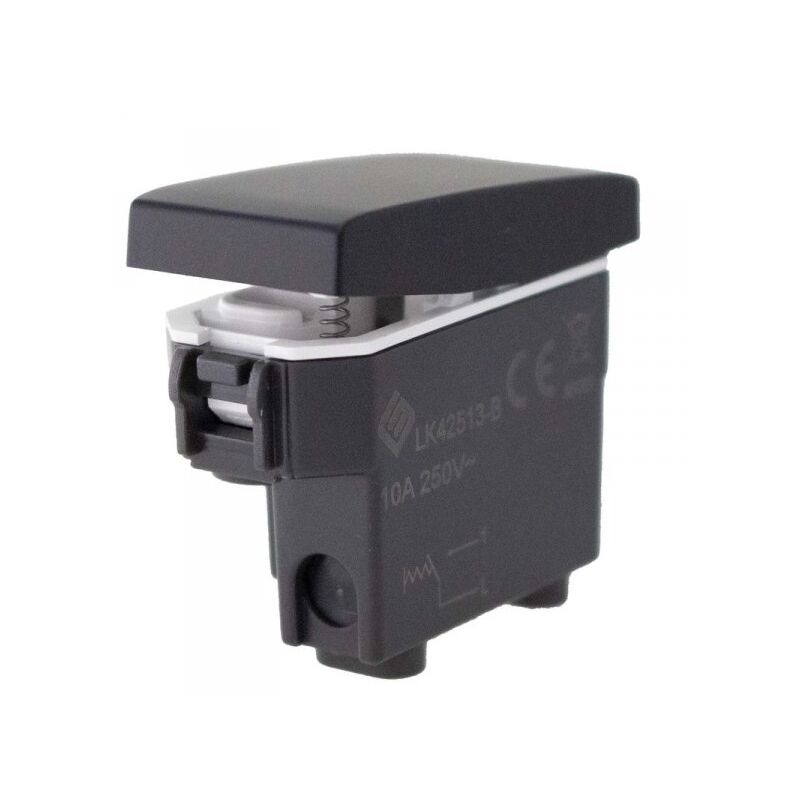 foto del prodotto pulsante normalmente aperto 1p 10a colore nero compatibile con bticino living e vimar plana