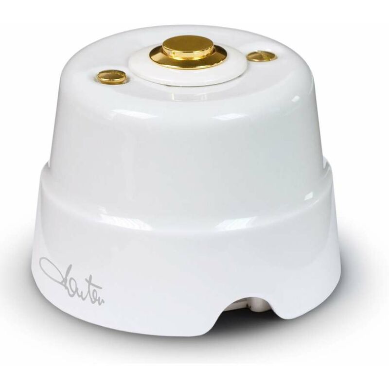 foto del prodotto pulsante ottone per campanello da parete in ceramica 2a 48v bianco