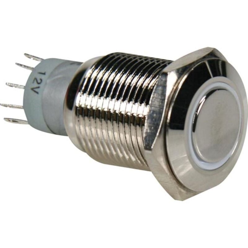 foto del prodotto pulsante rotondo in metallo spdt 1no 1nc anello bianco