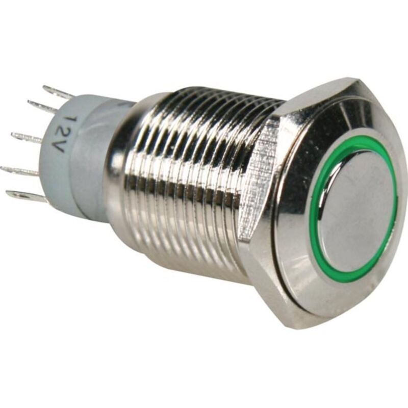 foto del prodotto pulsante rotondo in metallo spdt 1no 1nc anello verde