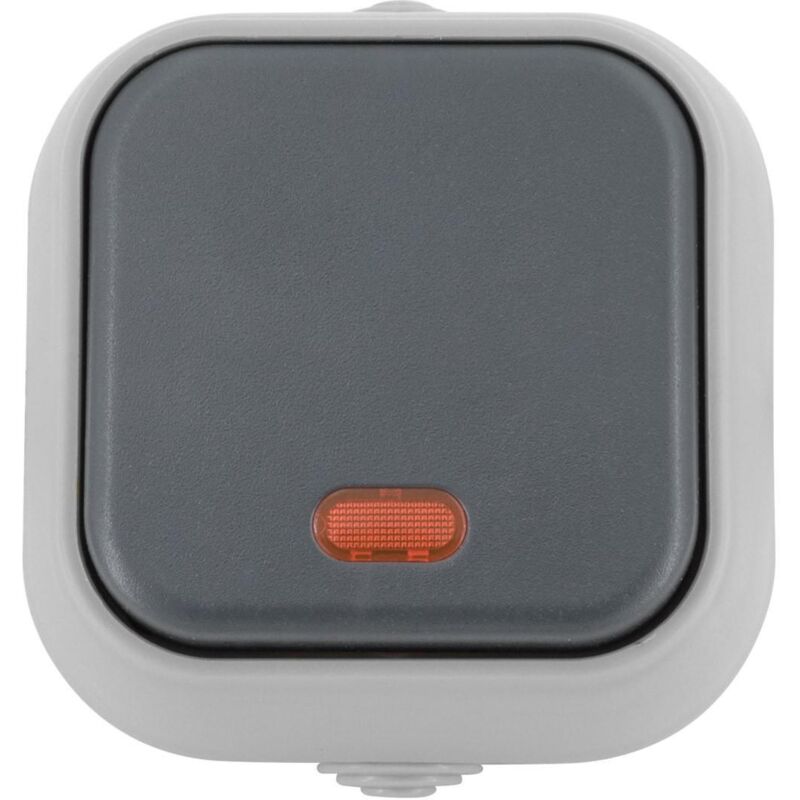 foto del prodotto pulsante semplice con indicatore luminoso ip54 grigio