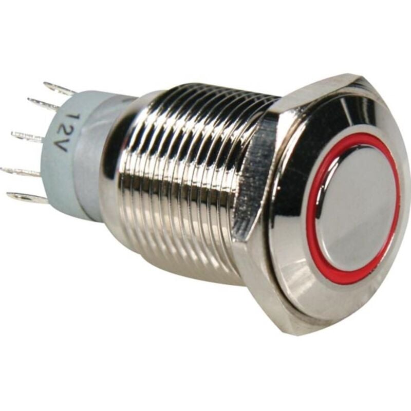 foto del prodotto pulsante tondo in metallo spdt 1no 1nc anello rosso