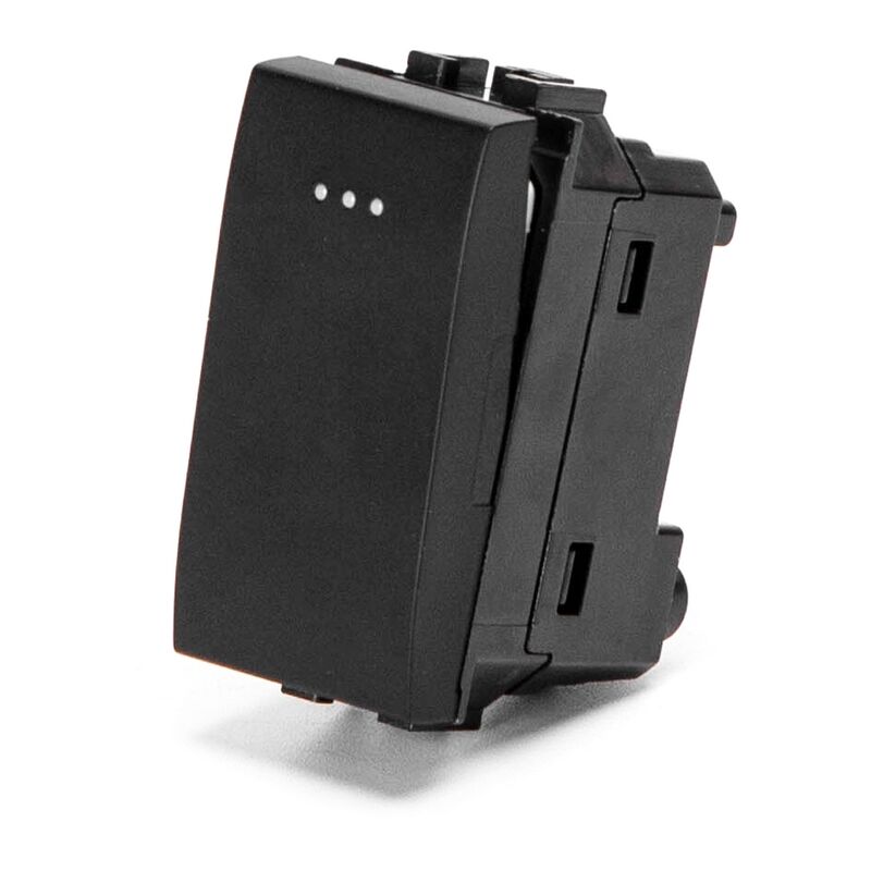 foto del prodotto pulsante unipolare 16a nero compatibile anche con bticino livinglight