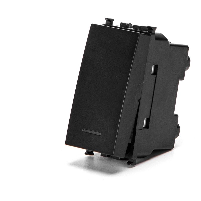 foto del prodotto pulsante unipolare 16a nero compatibile anche con vimar plana