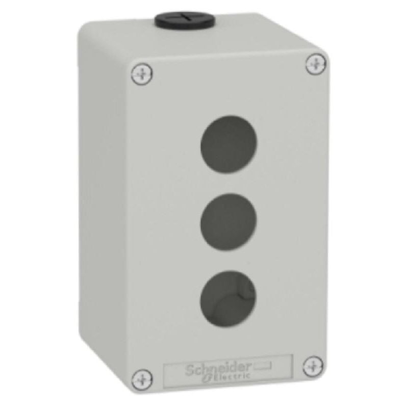 foto del prodotto pulsantiera in metallo grigia m30 3 fori 22mm 80x130x77 ul csa xapd2503 schneider