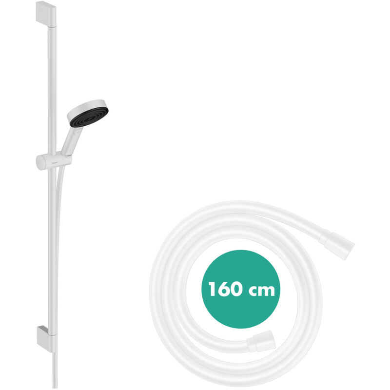 foto del prodotto pulsify select - set doccetta, 3 getti, ecosmart, asta saliscendi 96 cm e flessibile, bianco opaco 24171700 - hansgrohe