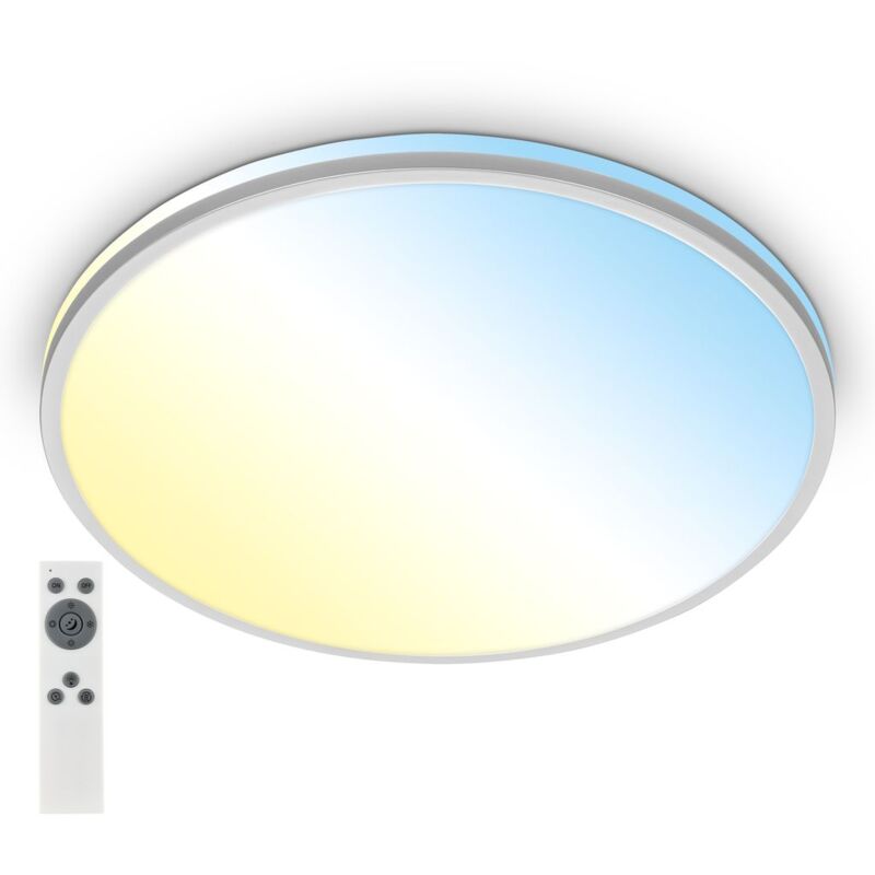 foto del prodotto pulup, lampada a soffitto a led, dimmerabile in continuo, telecomando, cromo opaco briloner
