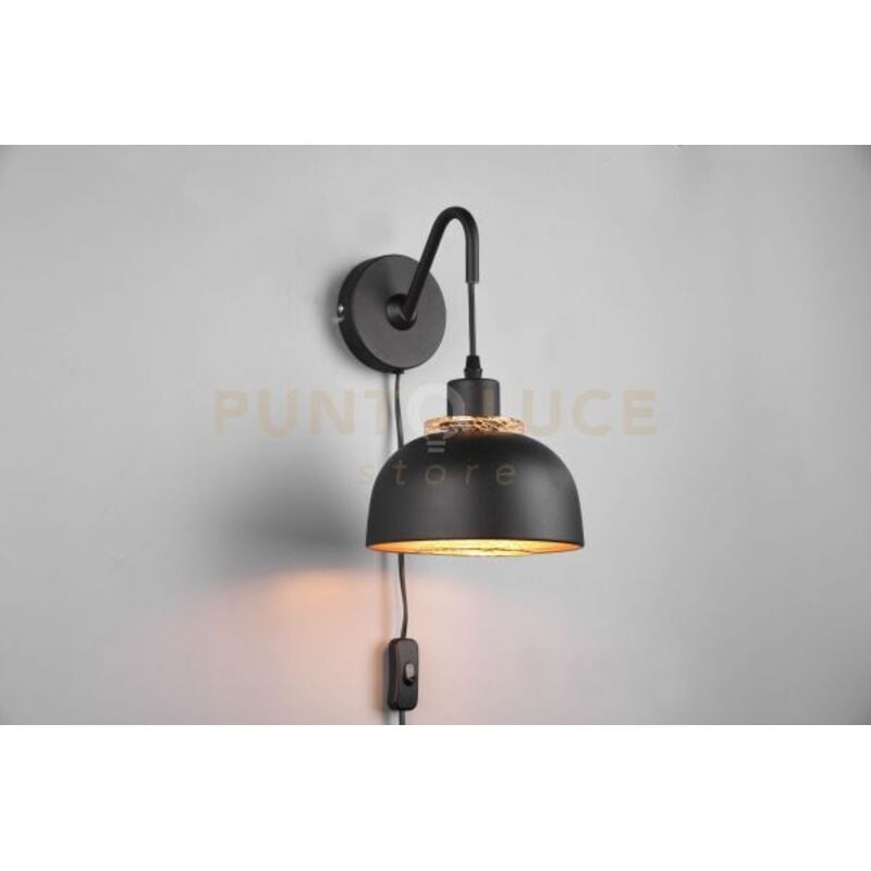 foto del prodotto punch applique in metallo nero e oro h. 30cm 1 luce attacco e27